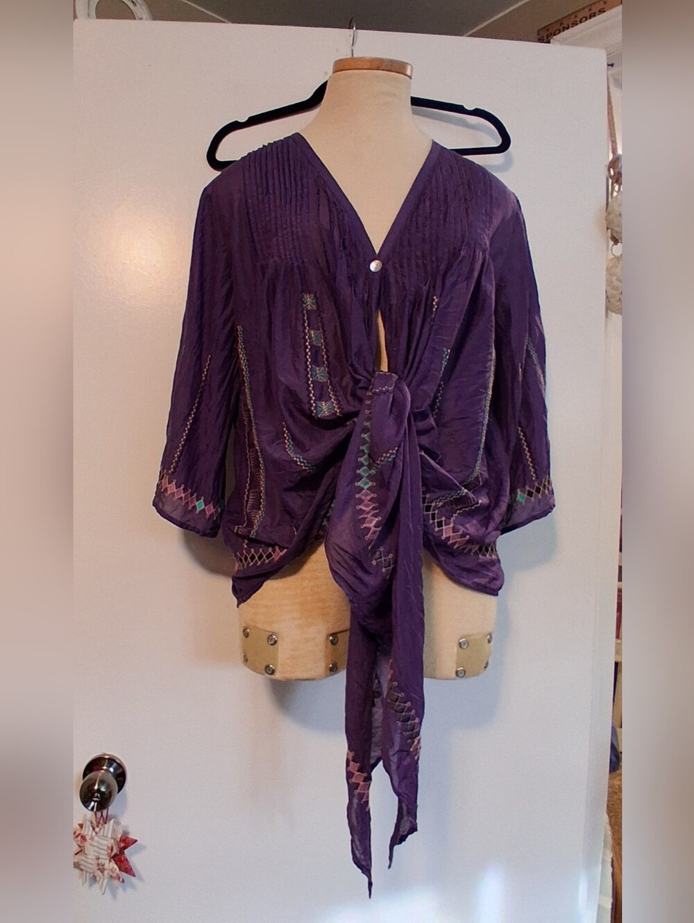 Purple Tie-Front Women's Top
